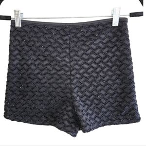 A'GACI Shorts Black Sparkle Hot Pants Size Medium Shorties Textured Made in USA